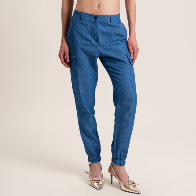 Zeroassoluto-Pantalone BEAUTY cargo chambray - denim