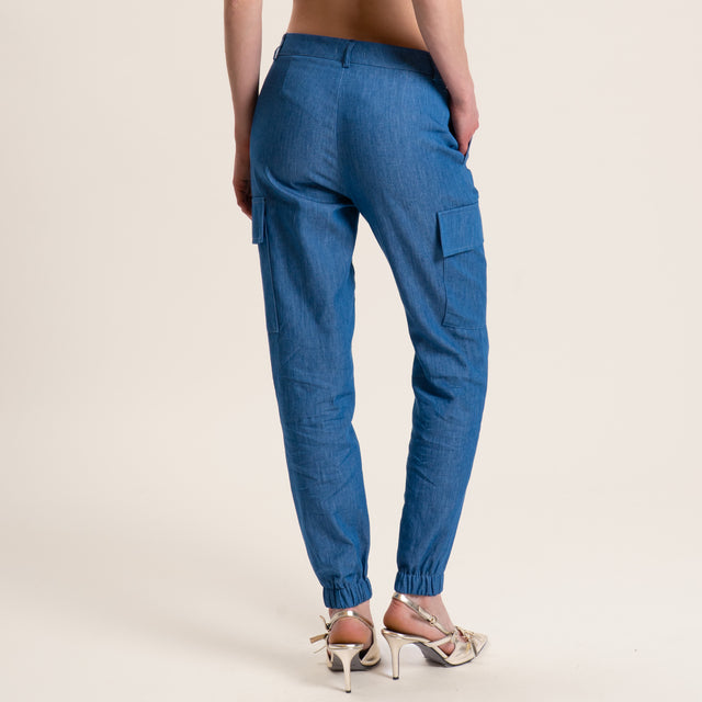 Zeroassoluto-Pantalone BEAUTY cargo chambray - denim