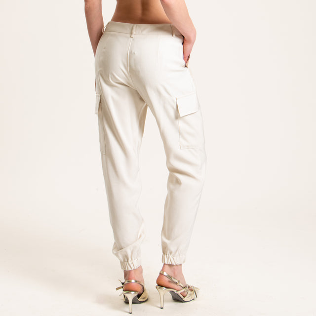 Zeroassoluto-Pantalone BEAUTY cargo - burro