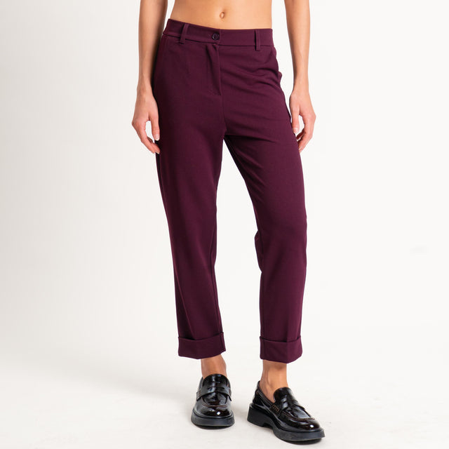 Zeroassoluto-Pantalone BETTY scuba crêpe elasticizzato - vino