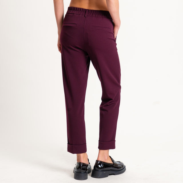 Zeroassoluto-Pantalone BETTY scuba crêpe elasticizzato - vino