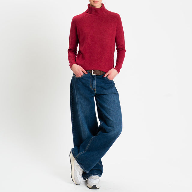 Zeroassoluto-Maglia soft hand collo alto bordi a coste - india