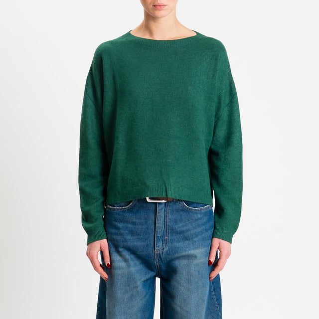 Zeroassoluto-Maglia soft hand girocollo bordi a coste - verde