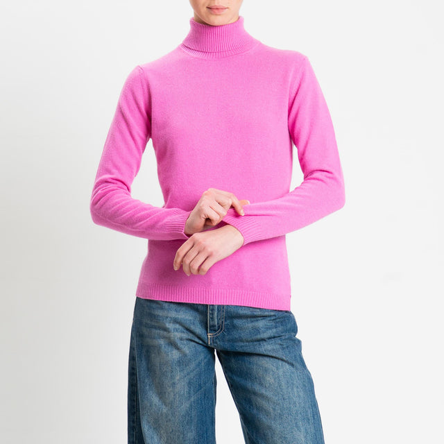 Zeroassoluto-Maglia misto cashmere collo alto bordi a coste - bubble