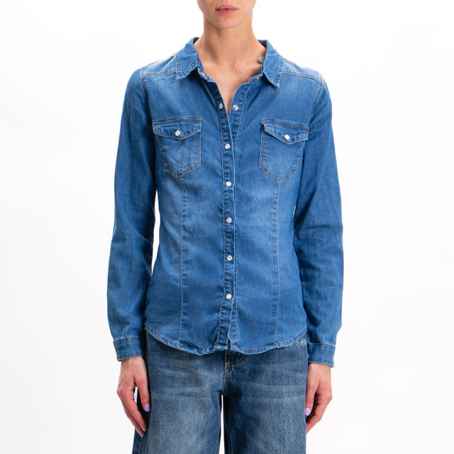 Zeroassoluto-Camicia CAMILLA slim fit tela denim light stretch - denim