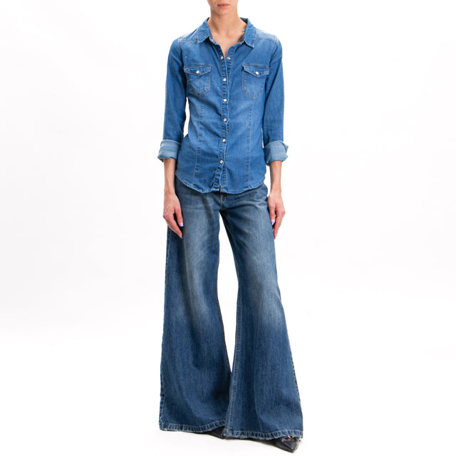 Zeroassoluto-Camicia CAMILLA slim fit tela denim light stretch - denim