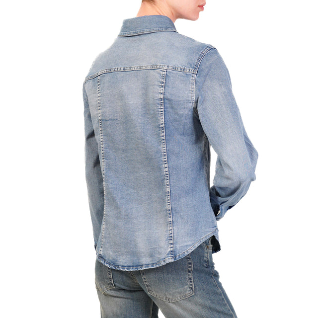 Zeroassoluto-Camicia CARLOTTA slim fit tela denim elasticizzato - denim