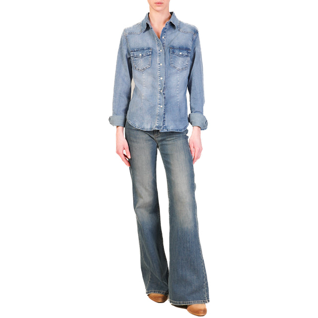 Zeroassoluto-Camicia CARLOTTA slim fit tela denim elasticizzato - denim