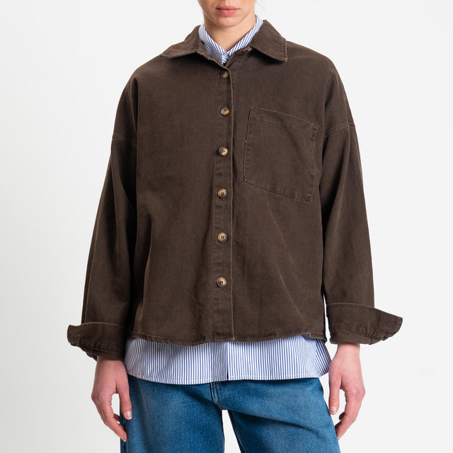 Zeroassoluto- Camicia CASSY in cotone drill - choco