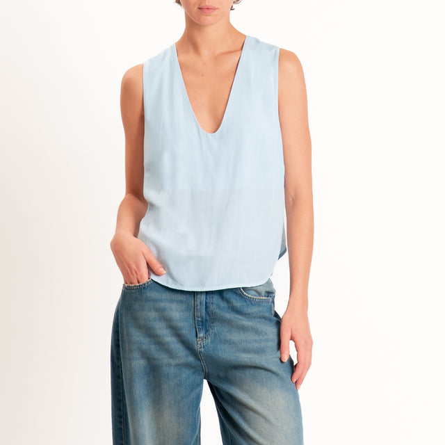 Zeroassoluto-Top scollo a v - celeste