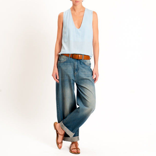 Zeroassoluto-Top scollo a v - celeste
