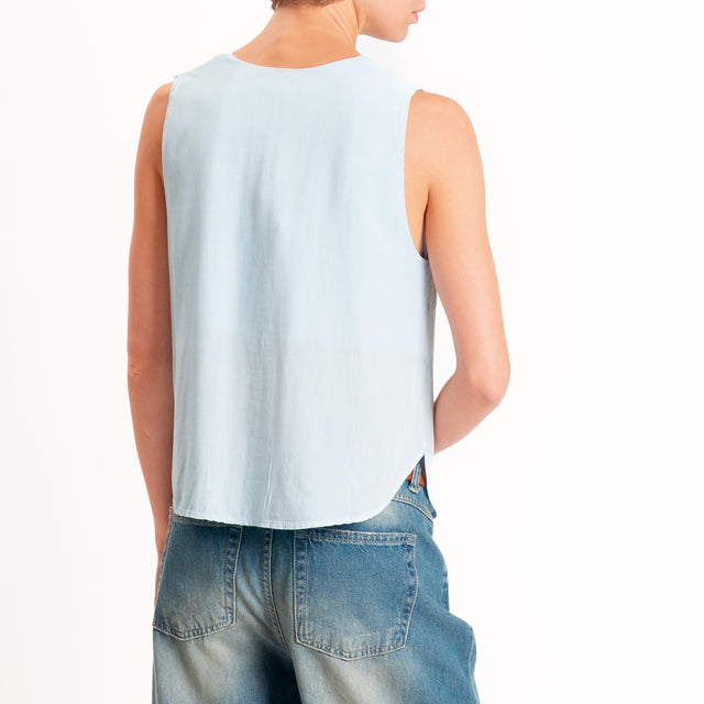 Zeroassoluto-Top scollo a v - celeste