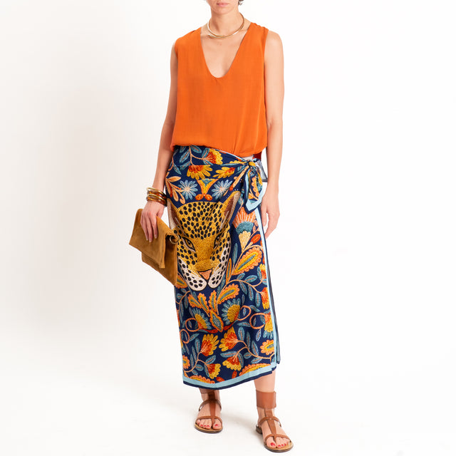 Zeroassoluto-Top scollo a v - arancio