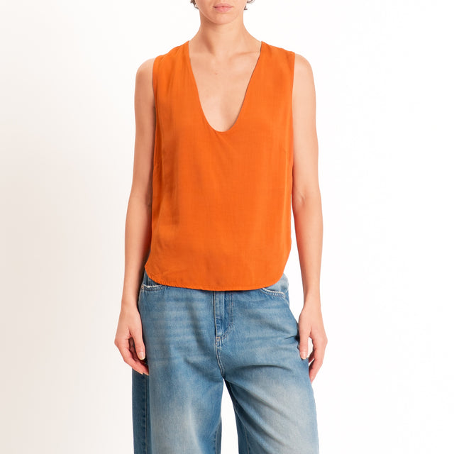 Zeroassoluto-Top scollo a v - arancio