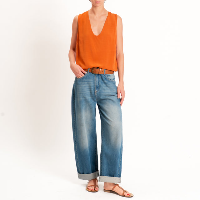 Zeroassoluto-Top scollo a v - arancio