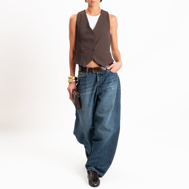Zeroassoluto-Gilet tessuto fluido - moro