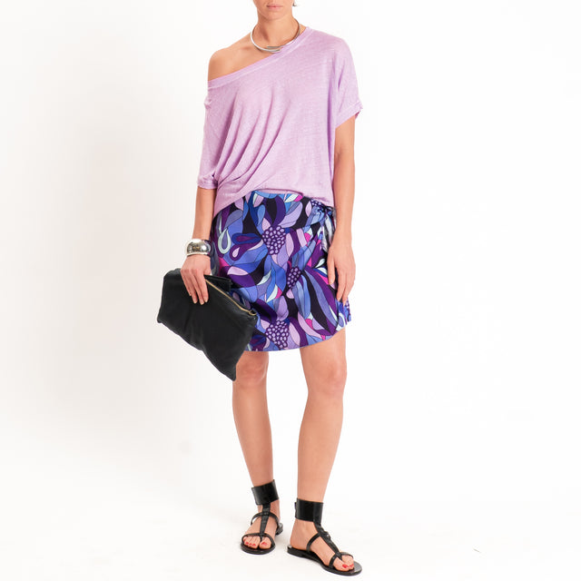 Zeroassoluto-Gonna corta pareo fantasia optical - viola/acqua/lilla