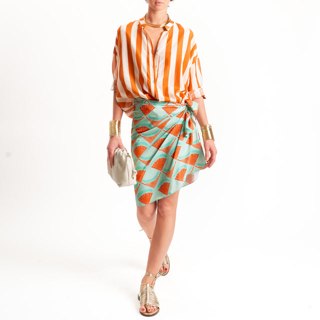 Zeroassoluto-Gonna corta fantasia - ventagli acqua/orange