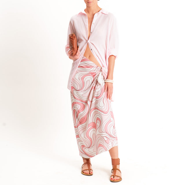 Zeroassoluto-Gonna pareo fantasia optical - latte/rosa/blush