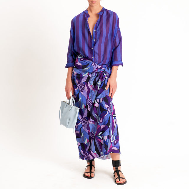 Zeroassoluto-Gonna pareo fantasia optical - viola/acqua/lilla