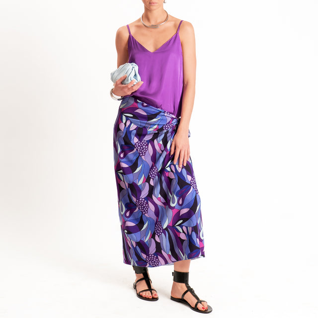 Zeroassoluto-Gonna pareo fantasia optical - viola/acqua/lilla