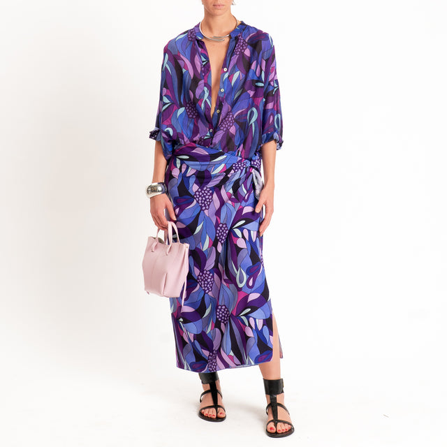 Zeroassoluto-Camicia MARA mussola fantasia optical - viola/acqua/lilla