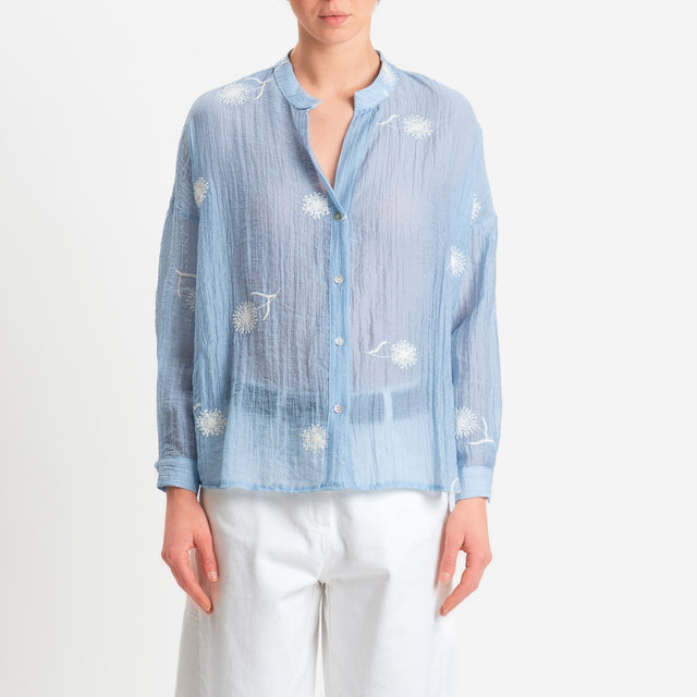 Zeroassoluto-Camicia CHARLY mussola goffrata lyocell - sky