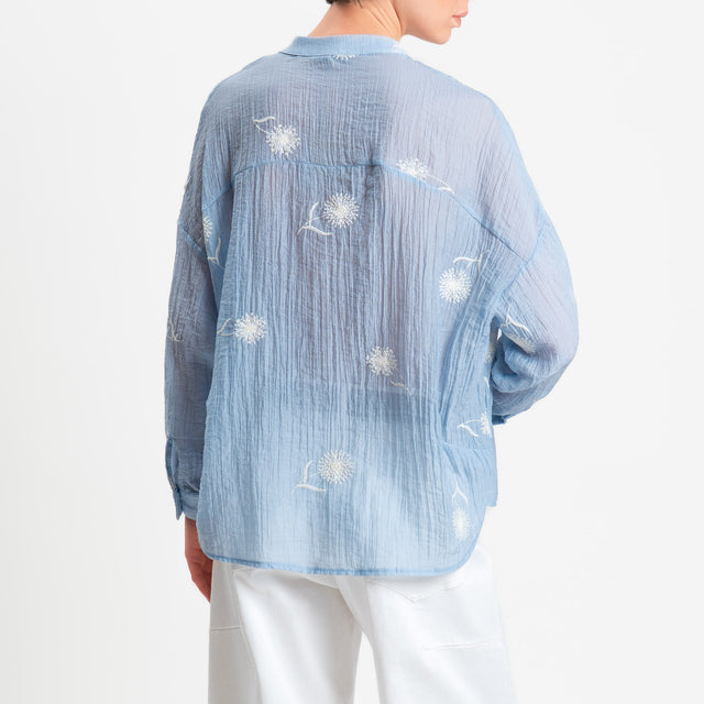 Zeroassoluto-Camicia CHARLY mussola goffrata lyocell - sky