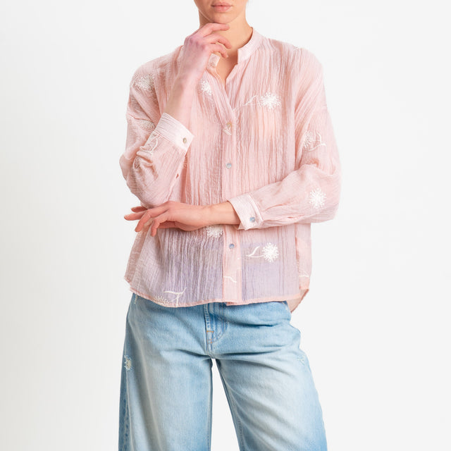 Zeroassoluto-Camicia CHARLY mussola goffrata lyocell - pink