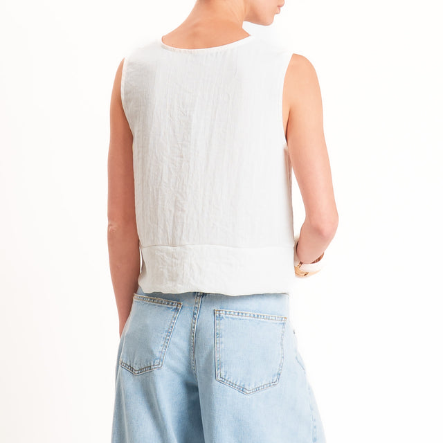Zeroassoluto-Camicia smanicata CLAMY viscosa jacquard - bianco