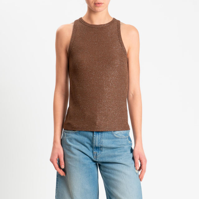 Zeroassoluto-Top costine in lurex - bronzo