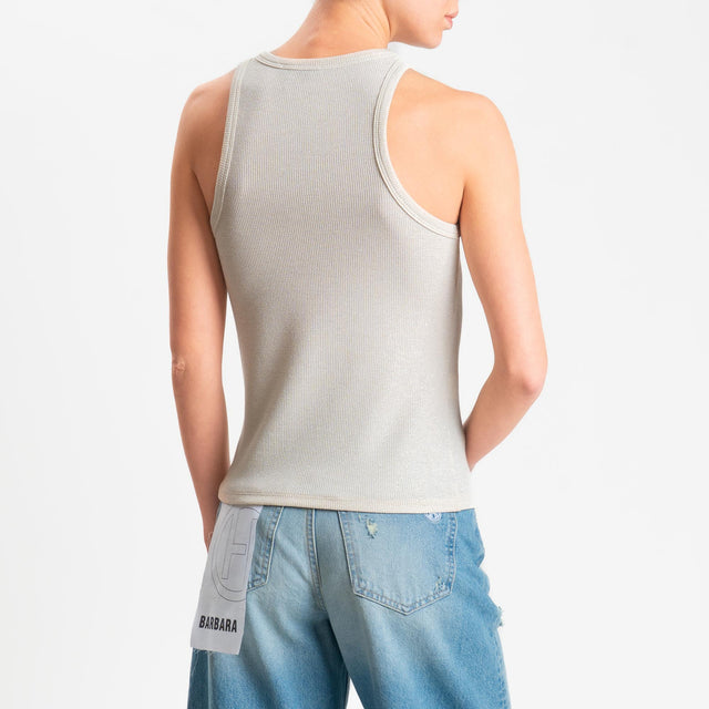 Zeroassoluto-Top costine in lurex - platino