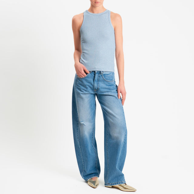 Zeroassoluto-Top costine in lurex - cielo