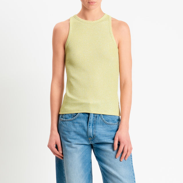 Zeroassoluto-Top costine in lurex - lime