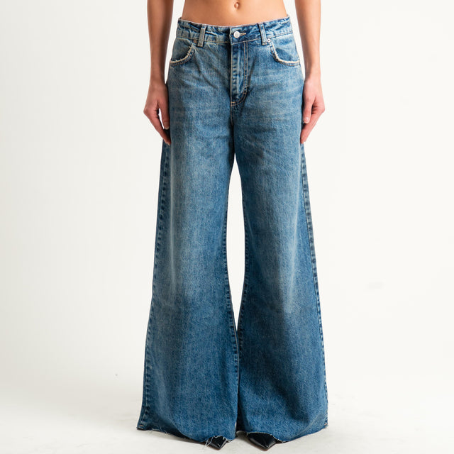 Zeroassoluto-Jeans CORA wide leg taglio vivo - denim