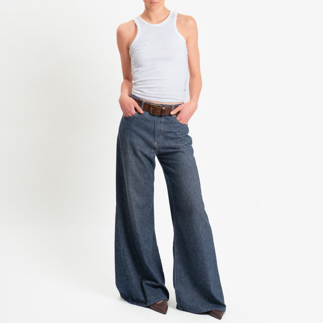 Zeroassoluto-Jeans CORINNE denim tela slegata cotone/lino elasticizzato - denim blu