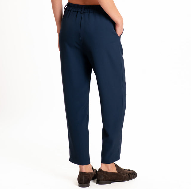 Zeroassoluto-Pantalone tessuto fluido elastico dietro - blu