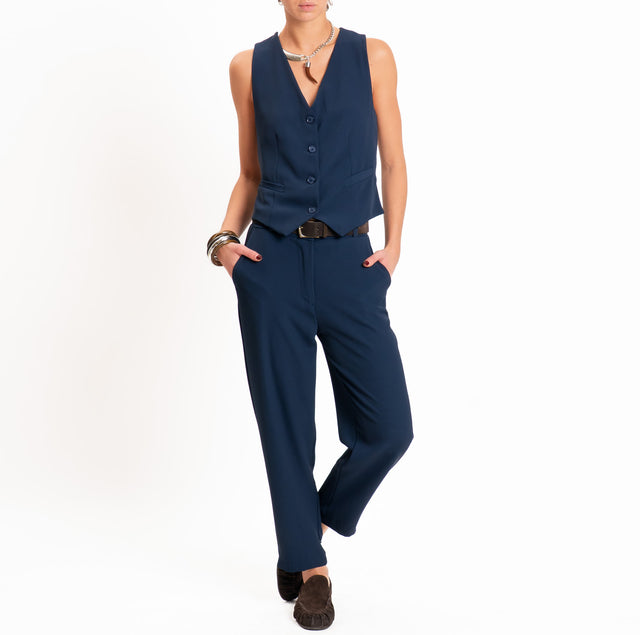 Zeroassoluto-Pantalone tessuto fluido elastico dietro - blu