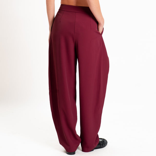 Zeroassoluto-Pantalone balloon con pieghe tessuto fluido - marsala