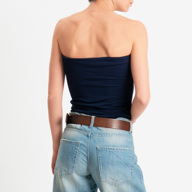 Zeroassoluto-Top a fascia jersey viscosa elasticizzata - blu