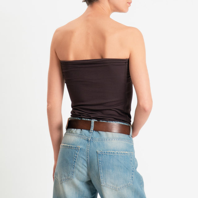 Zeroassoluto-Top a fascia jersey viscosa elasticizzata - moro