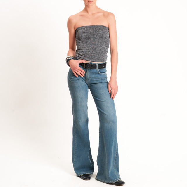 Zeroassoluto-Top a fascia lurex viscosa elasticizzato - lavagna