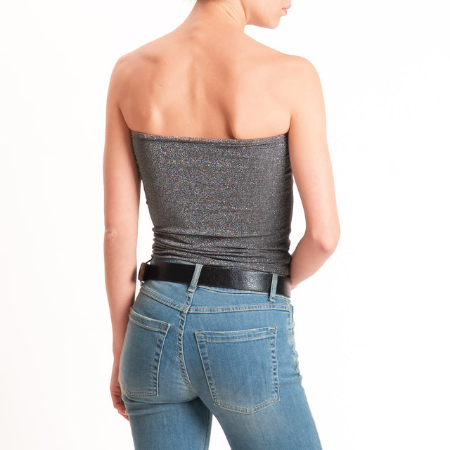 Zeroassoluto-Top a fascia lurex viscosa elasticizzato - lavagna