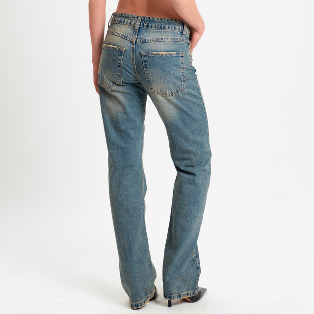 Zeroassoluto-Jeans DARIA straight fit lavaggio al tè - denim