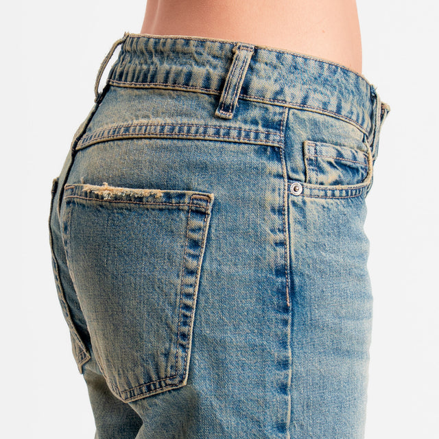 Zeroassoluto-Jeans DARIA straight fit lavaggio al tè - denim