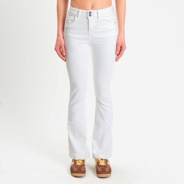 Zeroassoluto-Pantalone DOLLY bootcut denim super stretch stone washed - burro