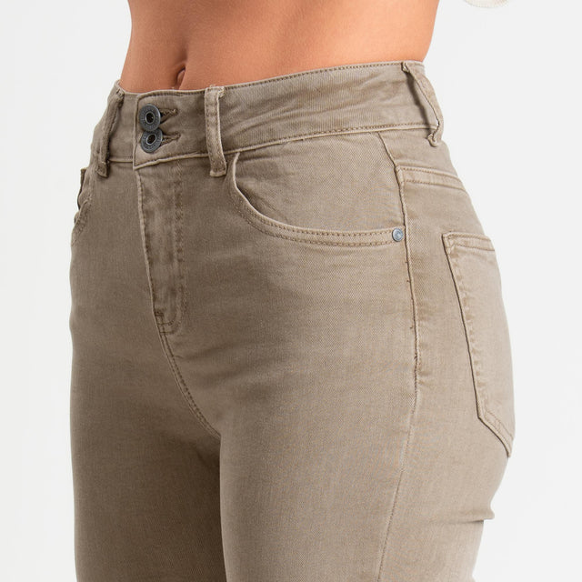 Zeroassoluto-Pantalone DOLLY bootcut denim super stretch stone washed - sand