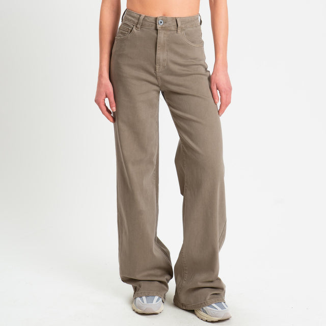 Zeroassoluto-Pantalonre DUSTY wide leg super stretch - sand