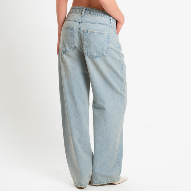 Zeroassoluto-Jeans FEDRA wide leg fit tela leggera - denim chiaro stone washed