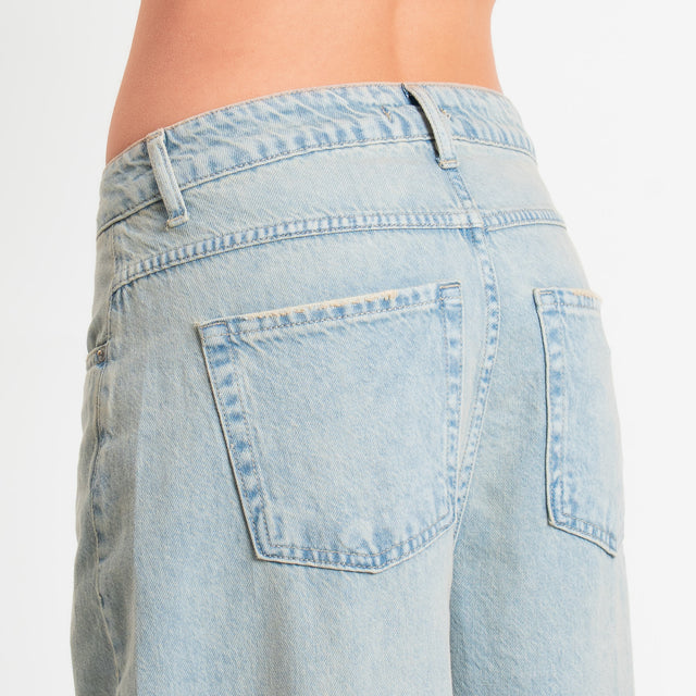 Zeroassoluto-Jeans FEDRA wide leg fit tela leggera - denim chiaro stone washed